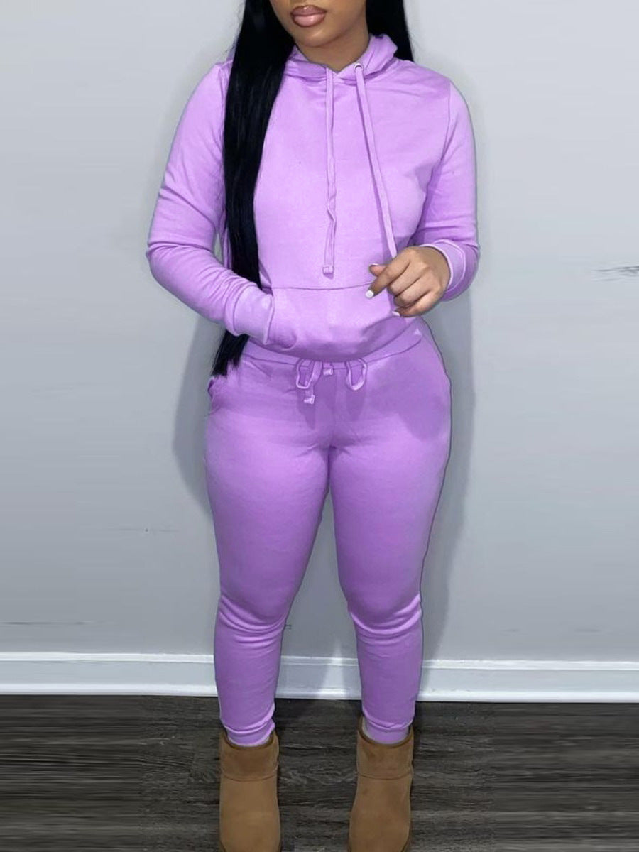 Fleece Hoodie Jacket Two-Piece Set
