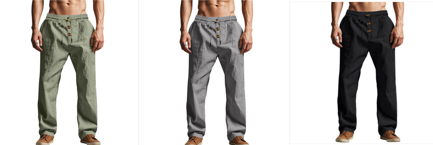 Men's Trousers Breathable Skin-Friendly Loose Fit Casual Beach Pants For Sports Summer