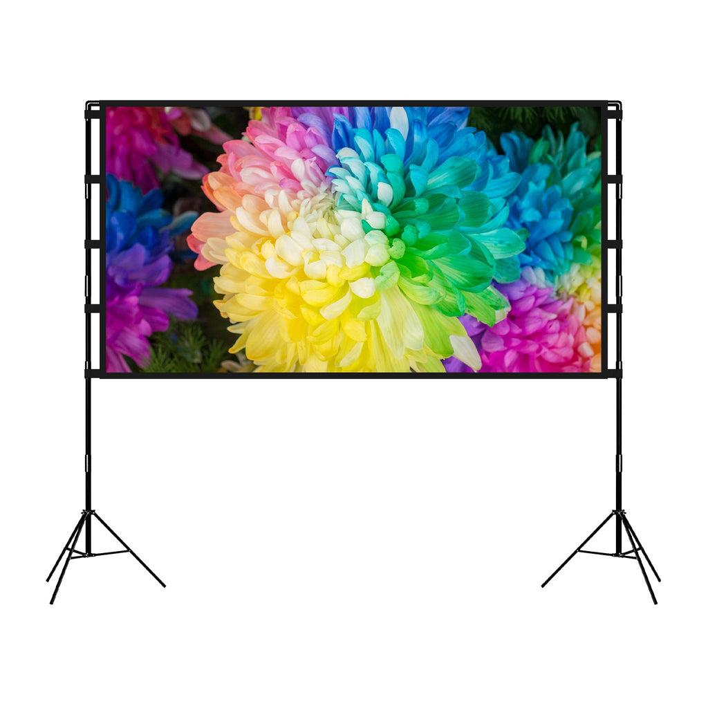 1Pc 120inch Or 100inch Projector Screen With Stand 16 9 4K HD Rear Front Wrinkle Free Portable And Foldable Movie Screen With Carry Bag For Indoor Outdoor Home Theater Backyard Cinema