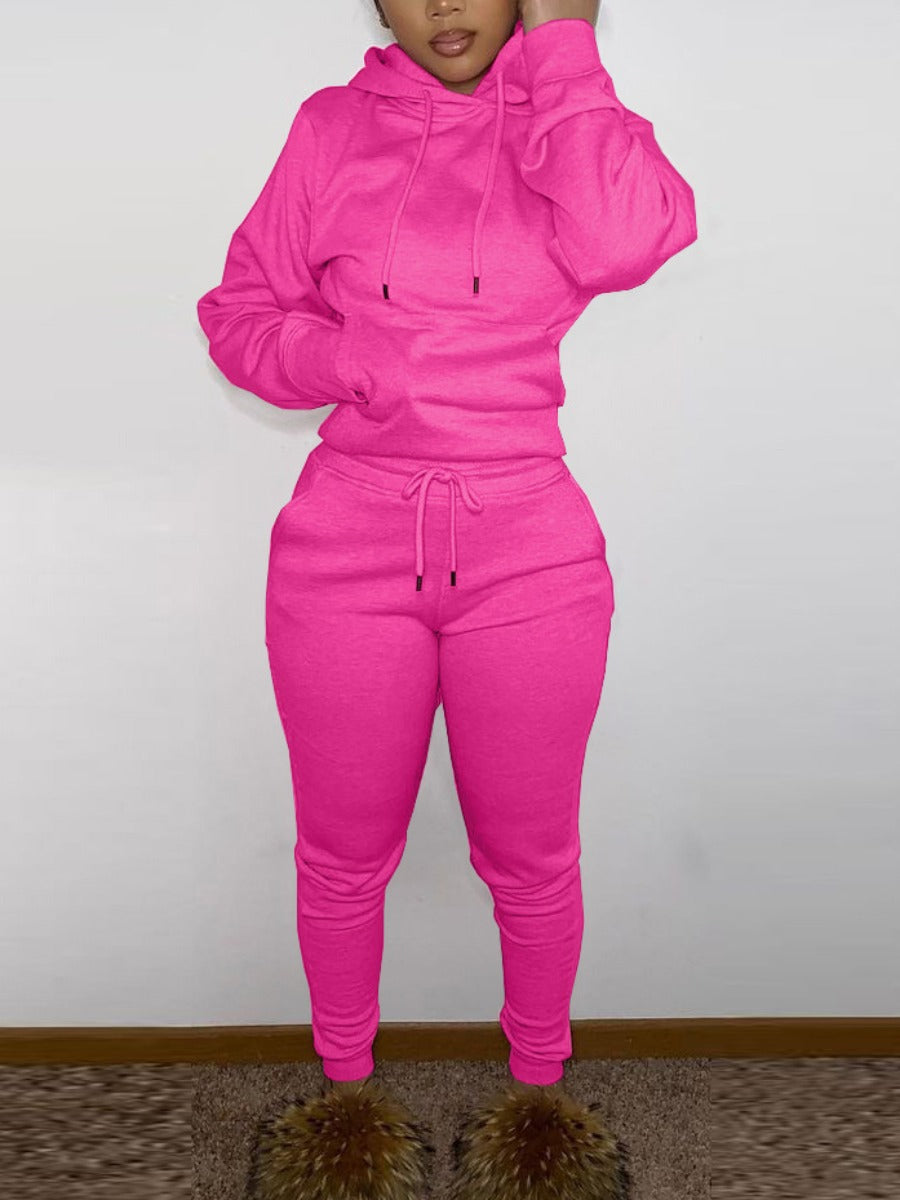 Fleece Hoodie Jacket Two-Piece Set