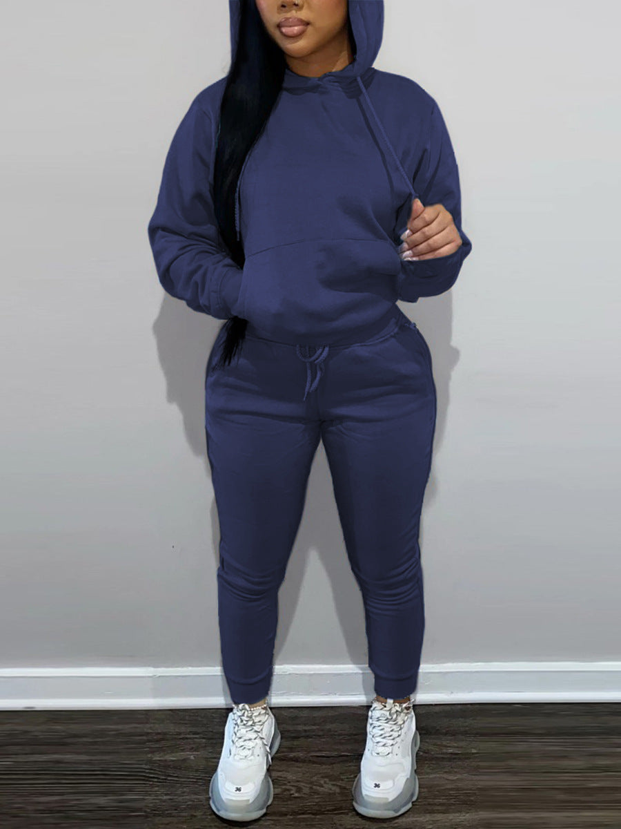 Fleece Hoodie Jacket Two-Piece Set